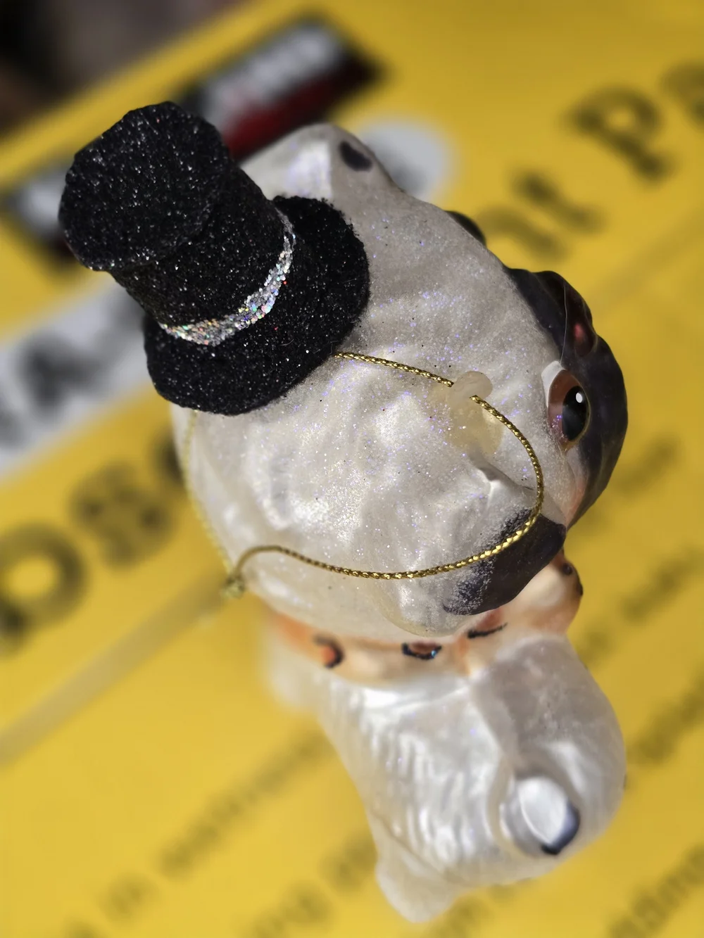 Large Glitter Painted PUG ROBERT STANLEY ORNAMENT